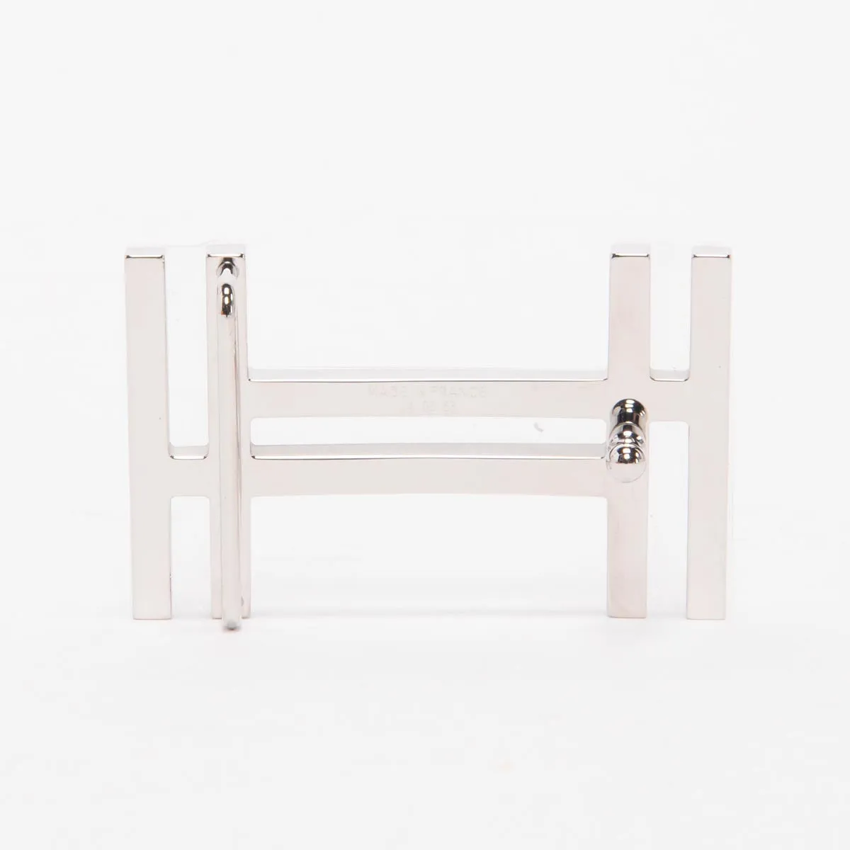 Hermes White & Gold Epsom H Au Carre Reversible Belt