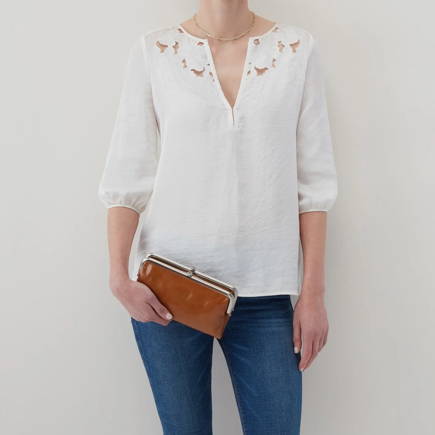 Hobo Lauren In Polished Leather Clutch Wallet