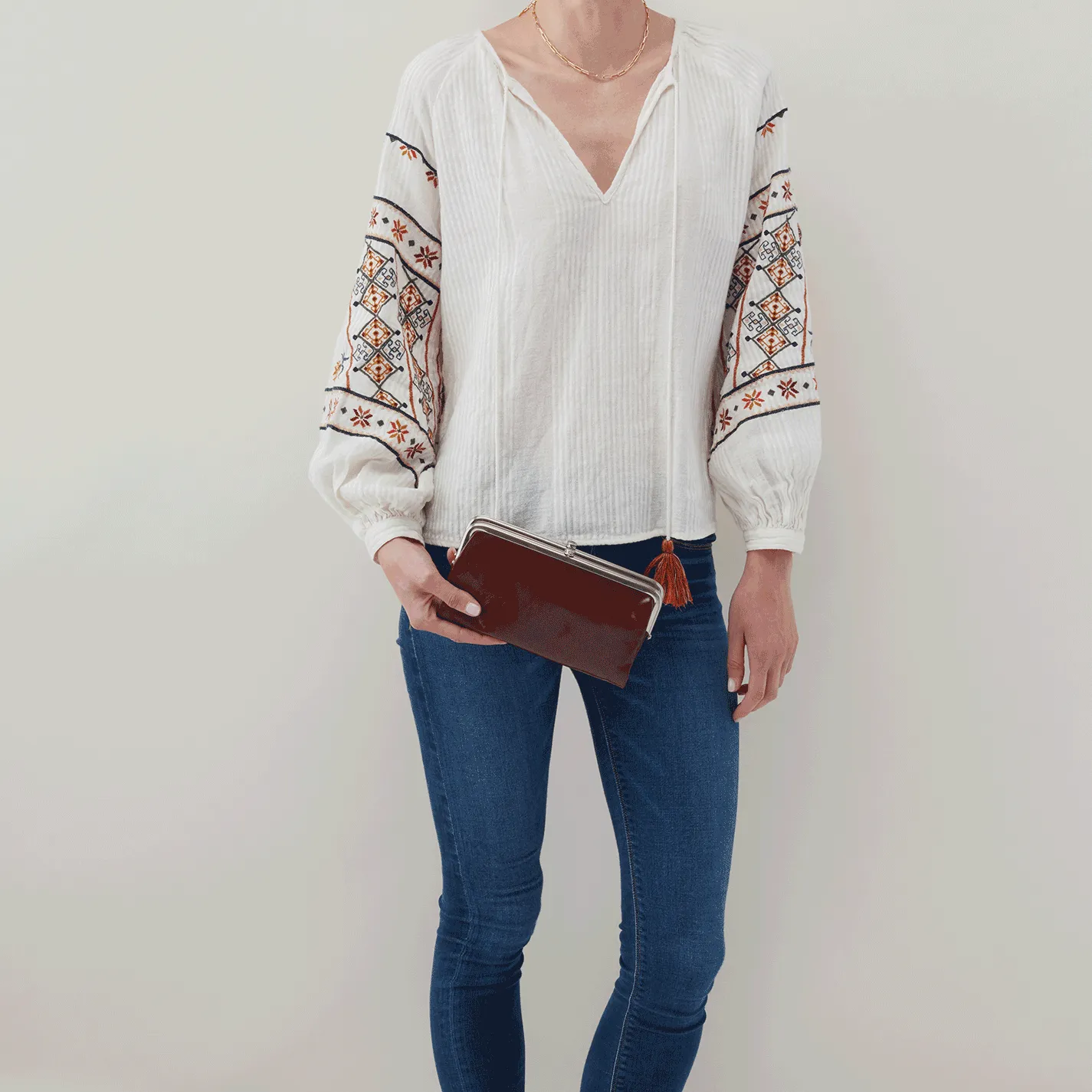Hobo Lauren In Polished Leather Clutch Wallet