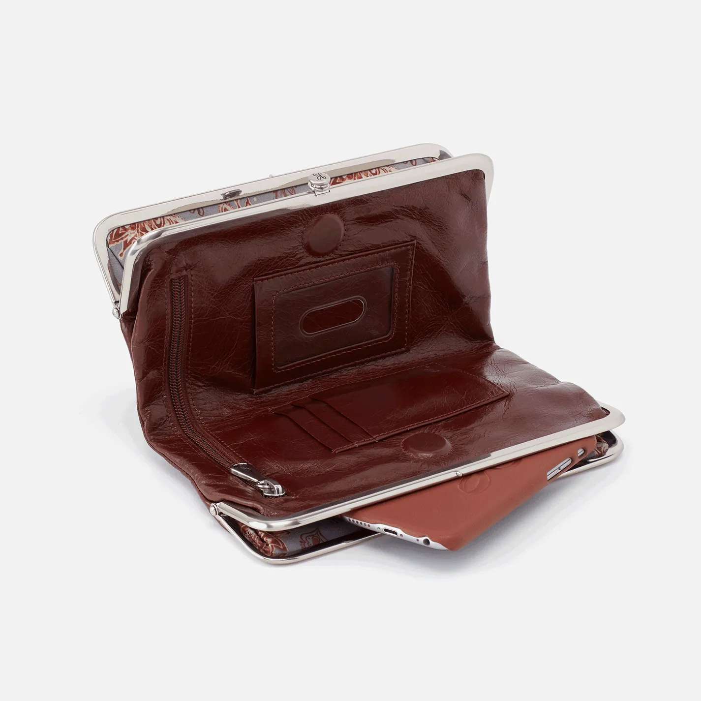 Hobo Lauren In Polished Leather Clutch Wallet