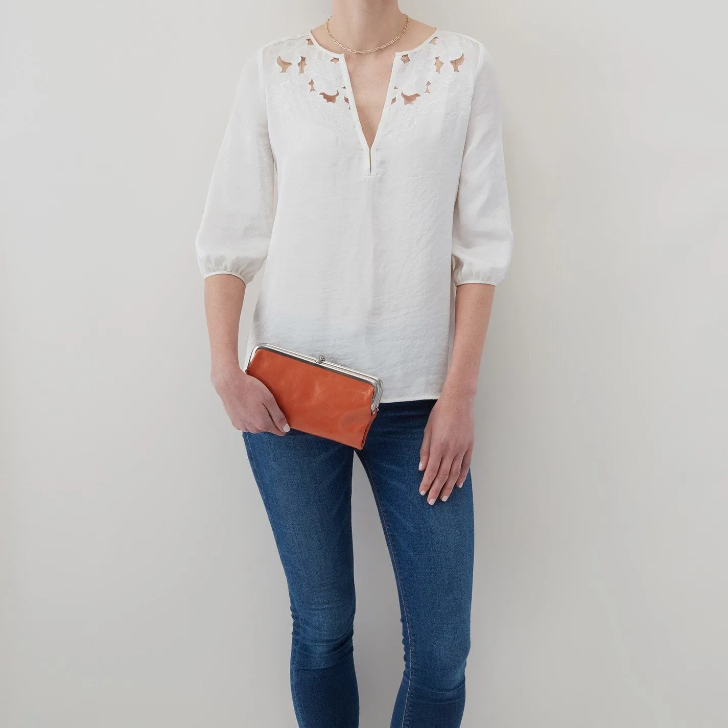 Hobo Lauren In Polished Leather Clutch Wallet