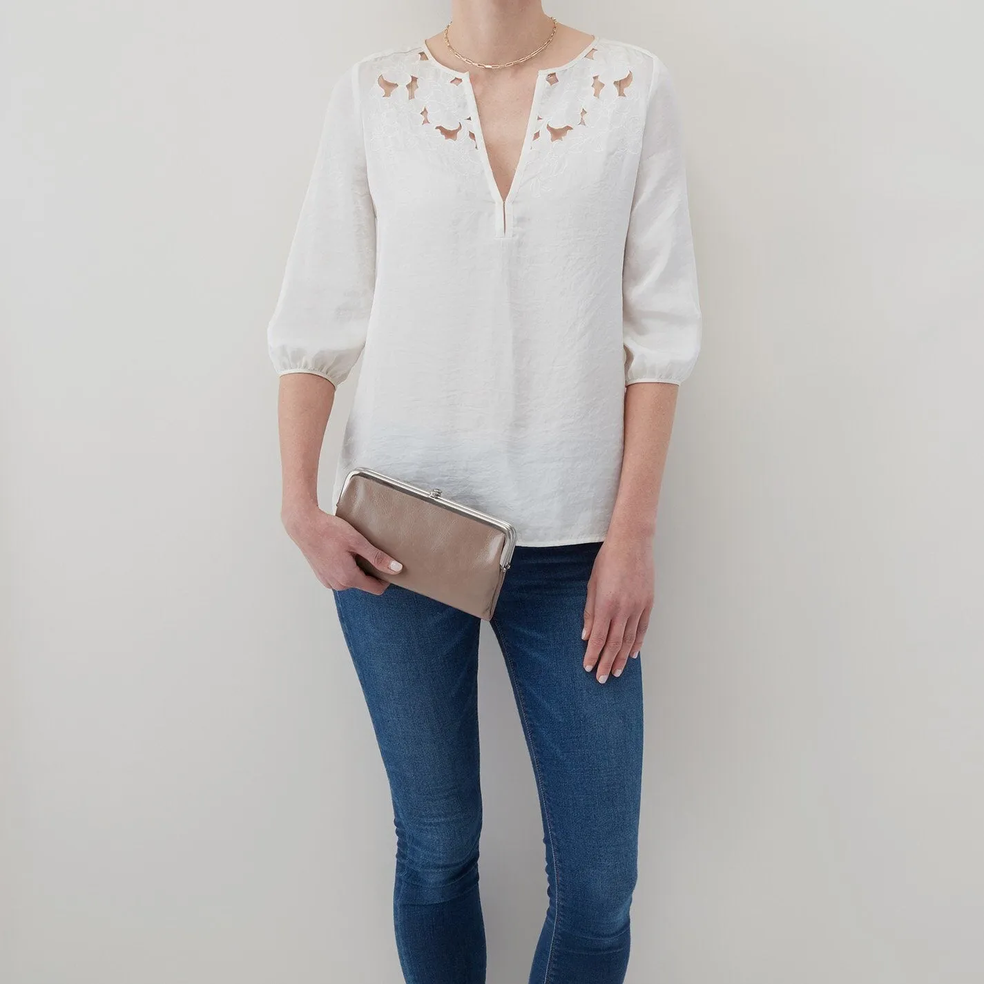 Hobo Lauren In Polished Leather Clutch Wallet