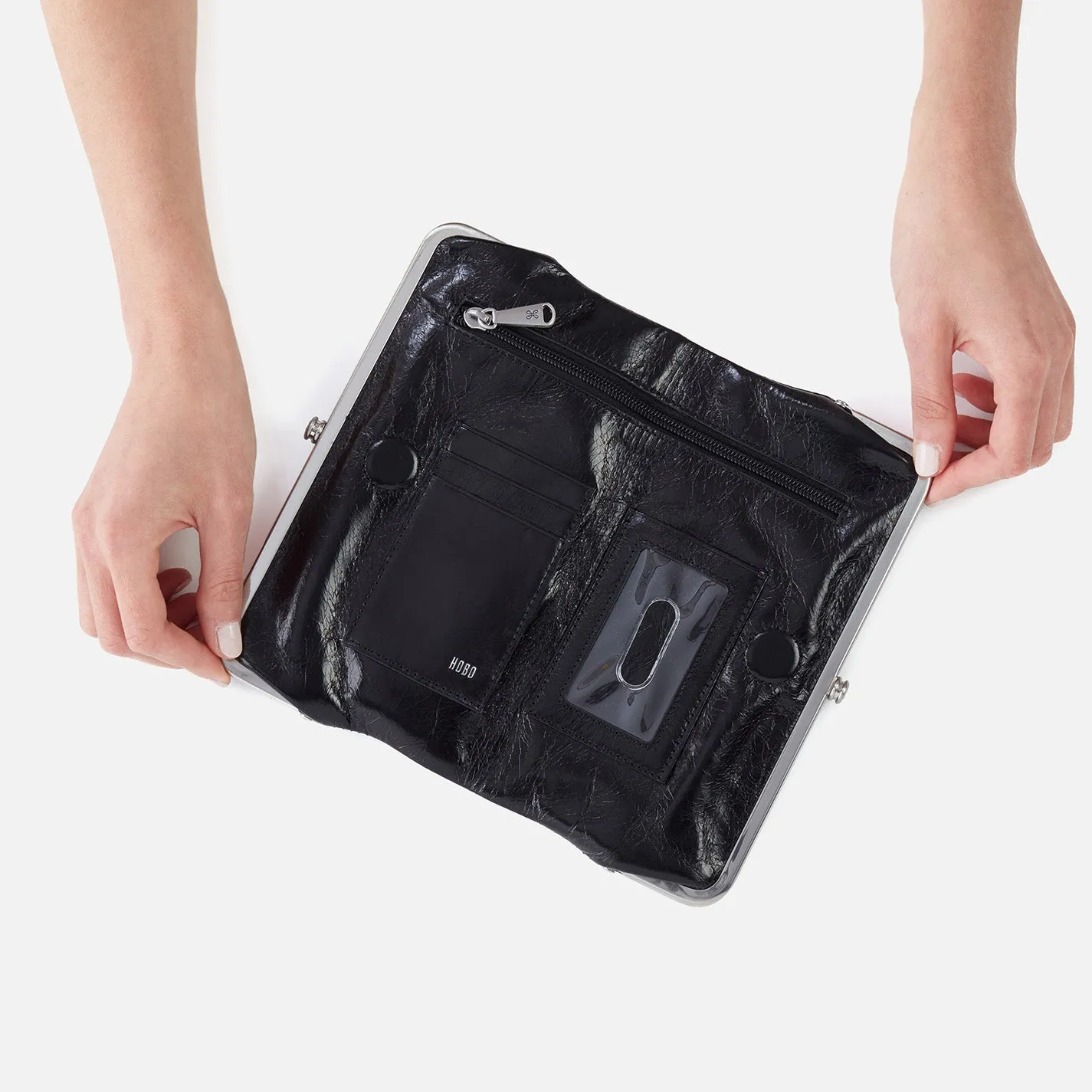Hobo Lauren In Polished Leather Clutch Wallet