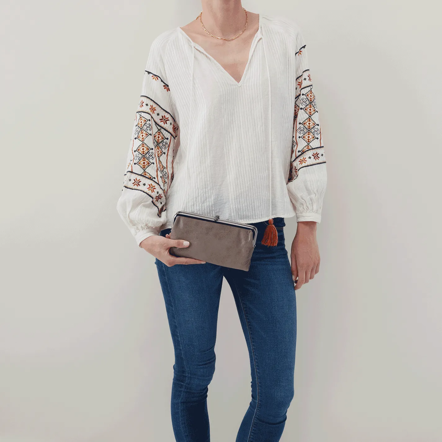 Hobo Lauren In Polished Leather Clutch Wallet