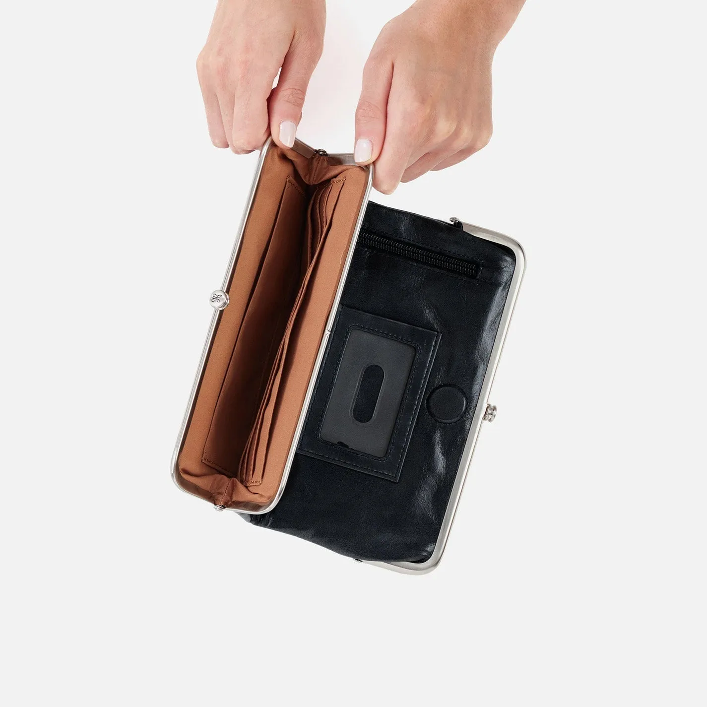 Hobo Lauren In Polished Leather Clutch Wallet