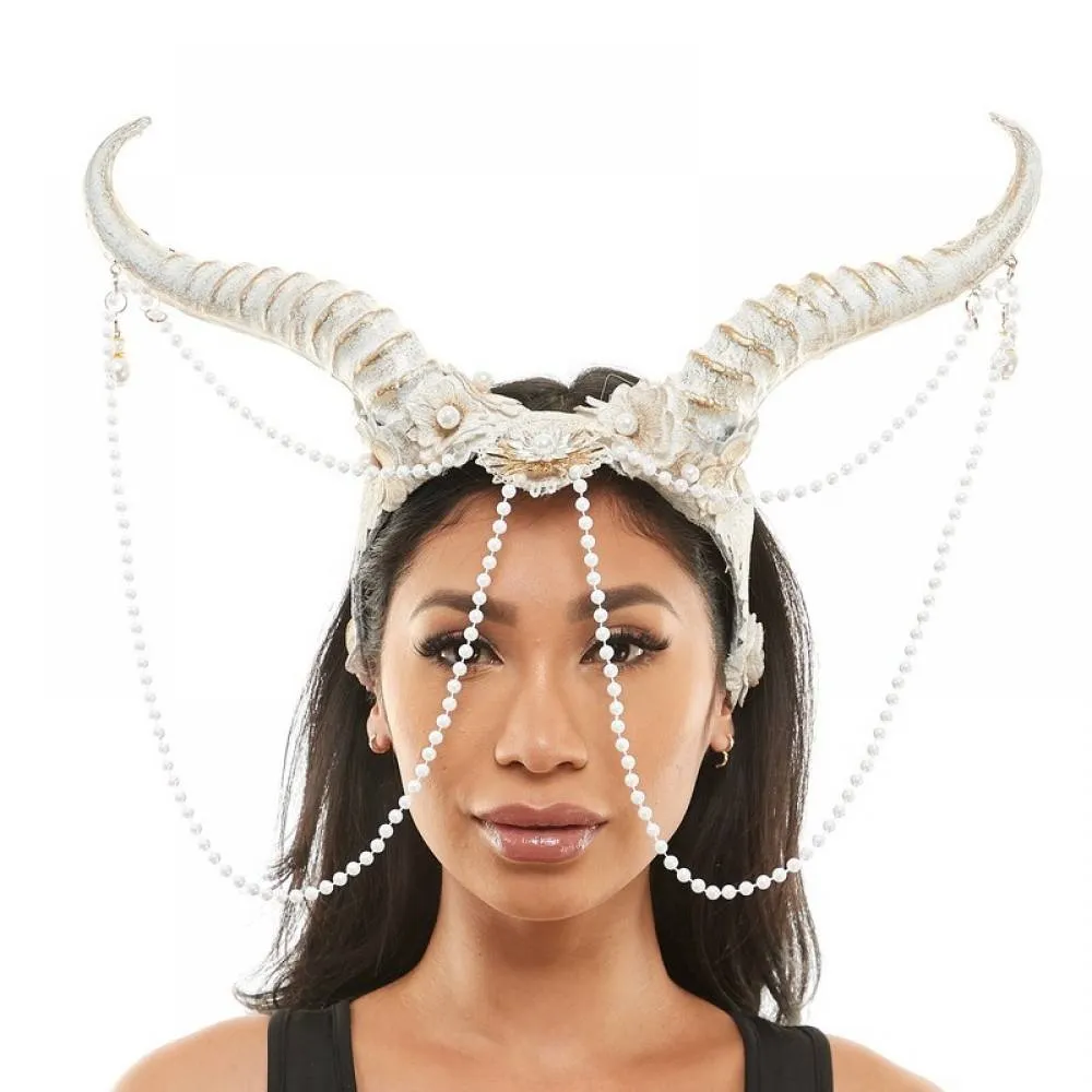 Horns Headpiece with Beads and Lace