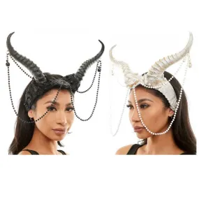 Horns Headpiece with Beads and Lace