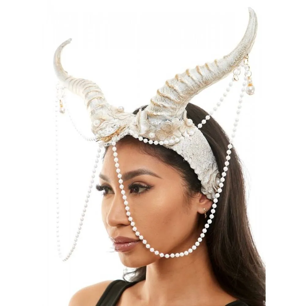 Horns Headpiece with Beads and Lace