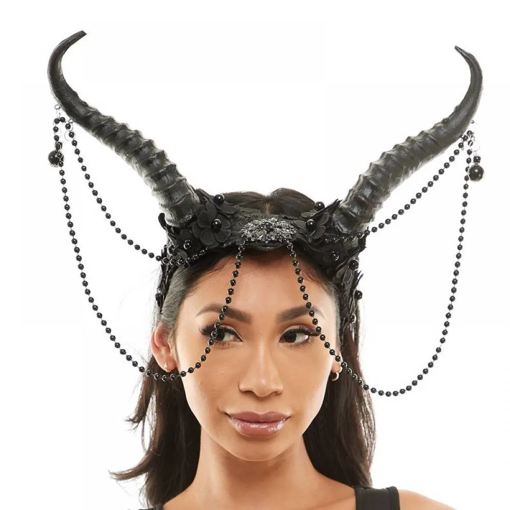 Horns Headpiece with Beads and Lace