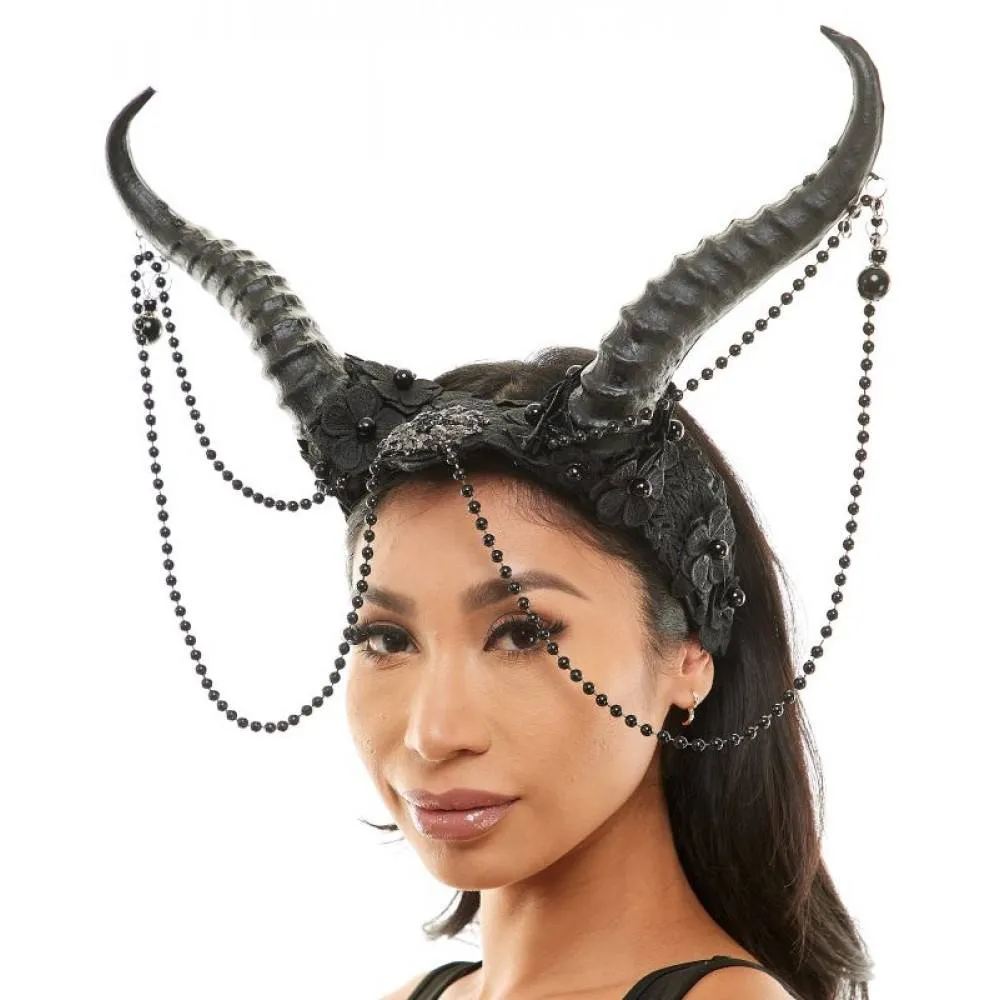 Horns Headpiece with Beads and Lace