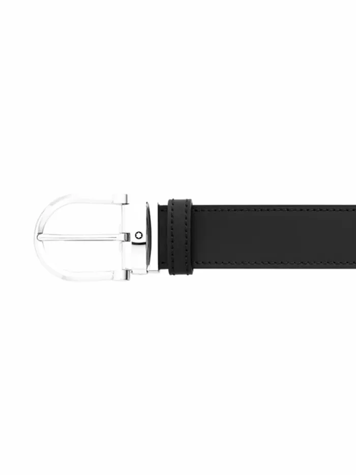 HORSESHOE BUCKLE BLACK / BLUE 35 MM REVERSIBLE LEATHER BELT