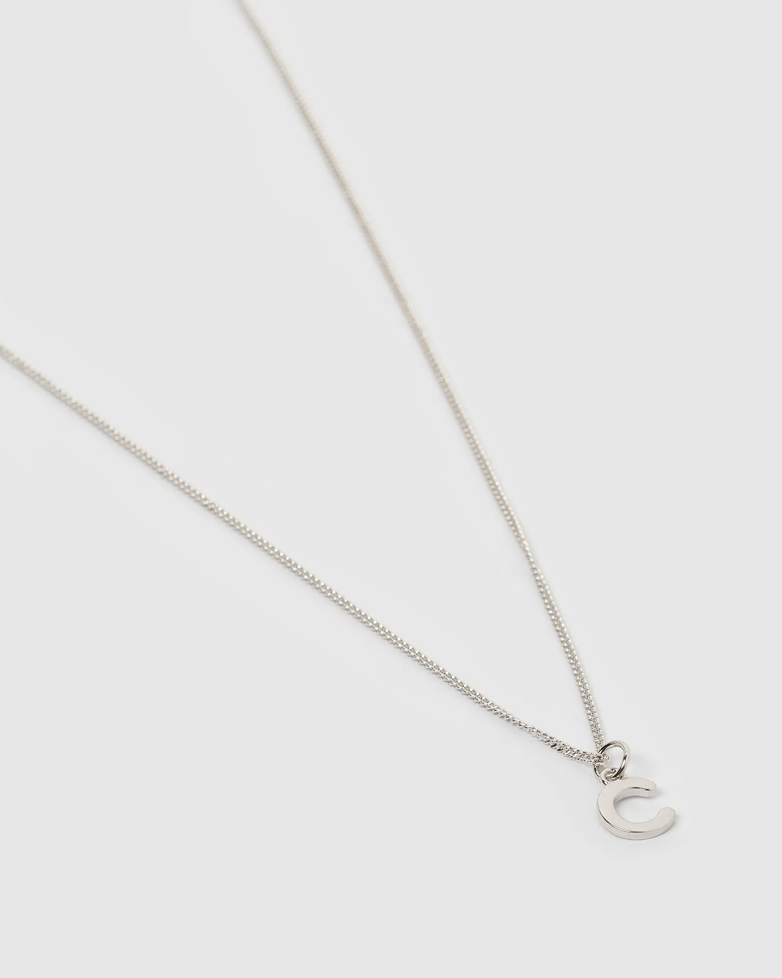 Izoa Alphabet Letter C Necklace Silver