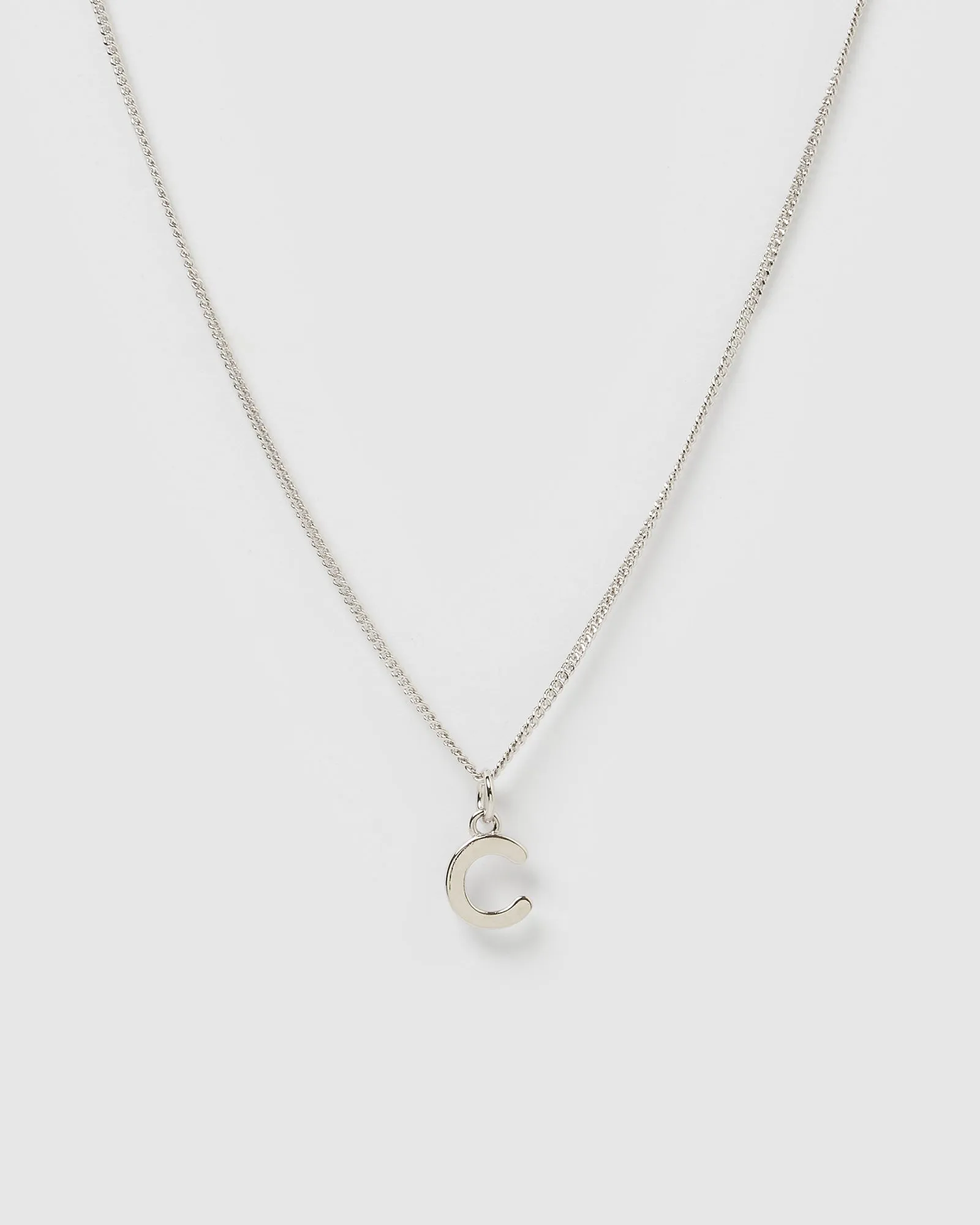 Izoa Alphabet Letter C Necklace Silver