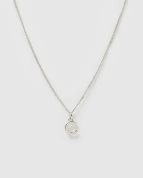 Izoa Alphabet Letter C Necklace Silver