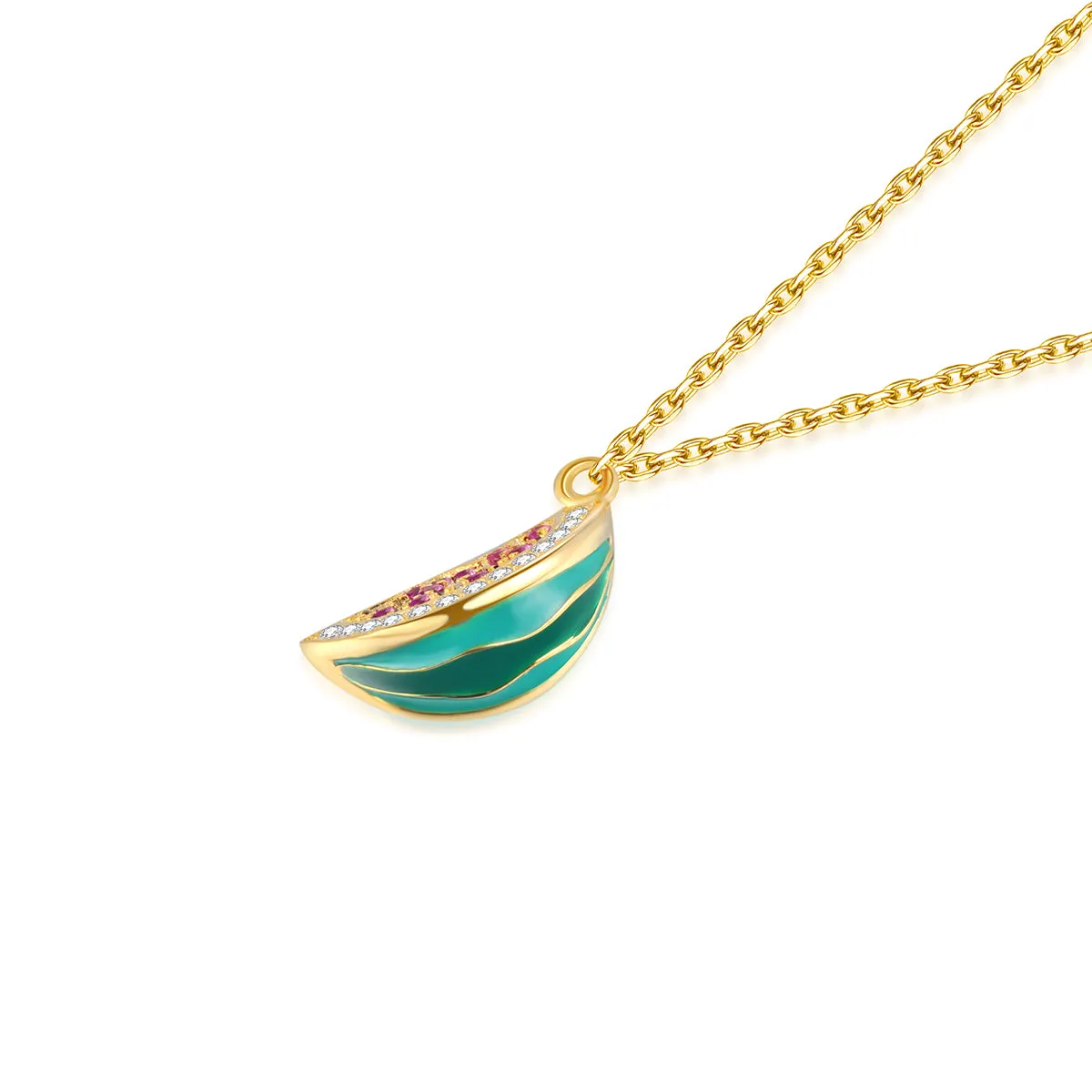 JELLY GIRL 14K GOLD PLATED CRYSTAL WATERMELON DROP NECKLACE