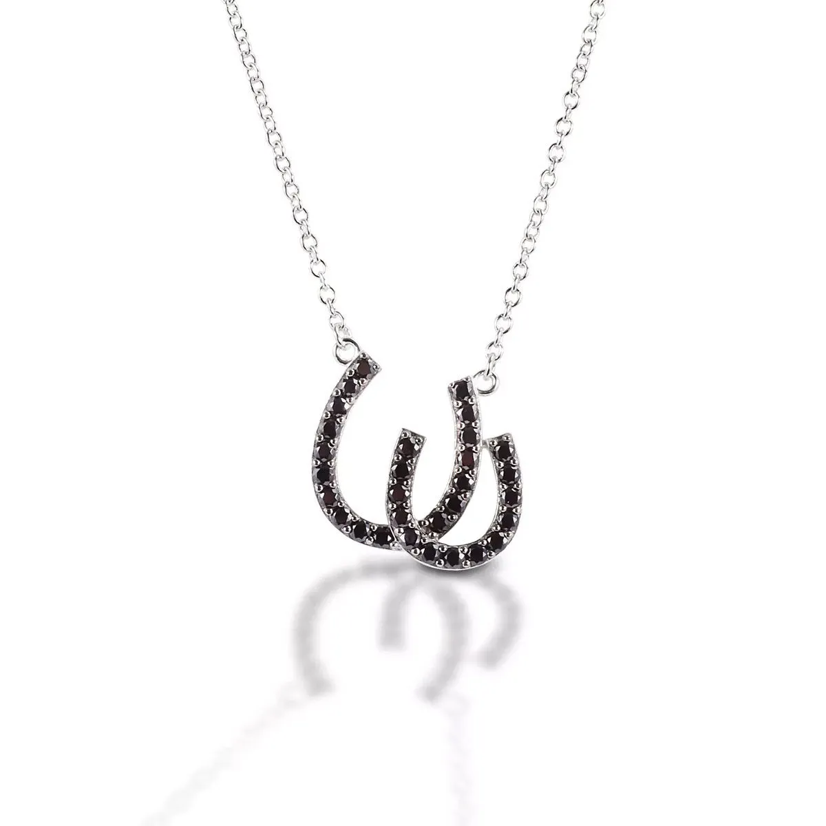 Kelly Herd Double Black Horseshoe Pendant Necklace