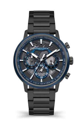 Kenneth Cole Gents Gun Metal Blue Dial 44mm