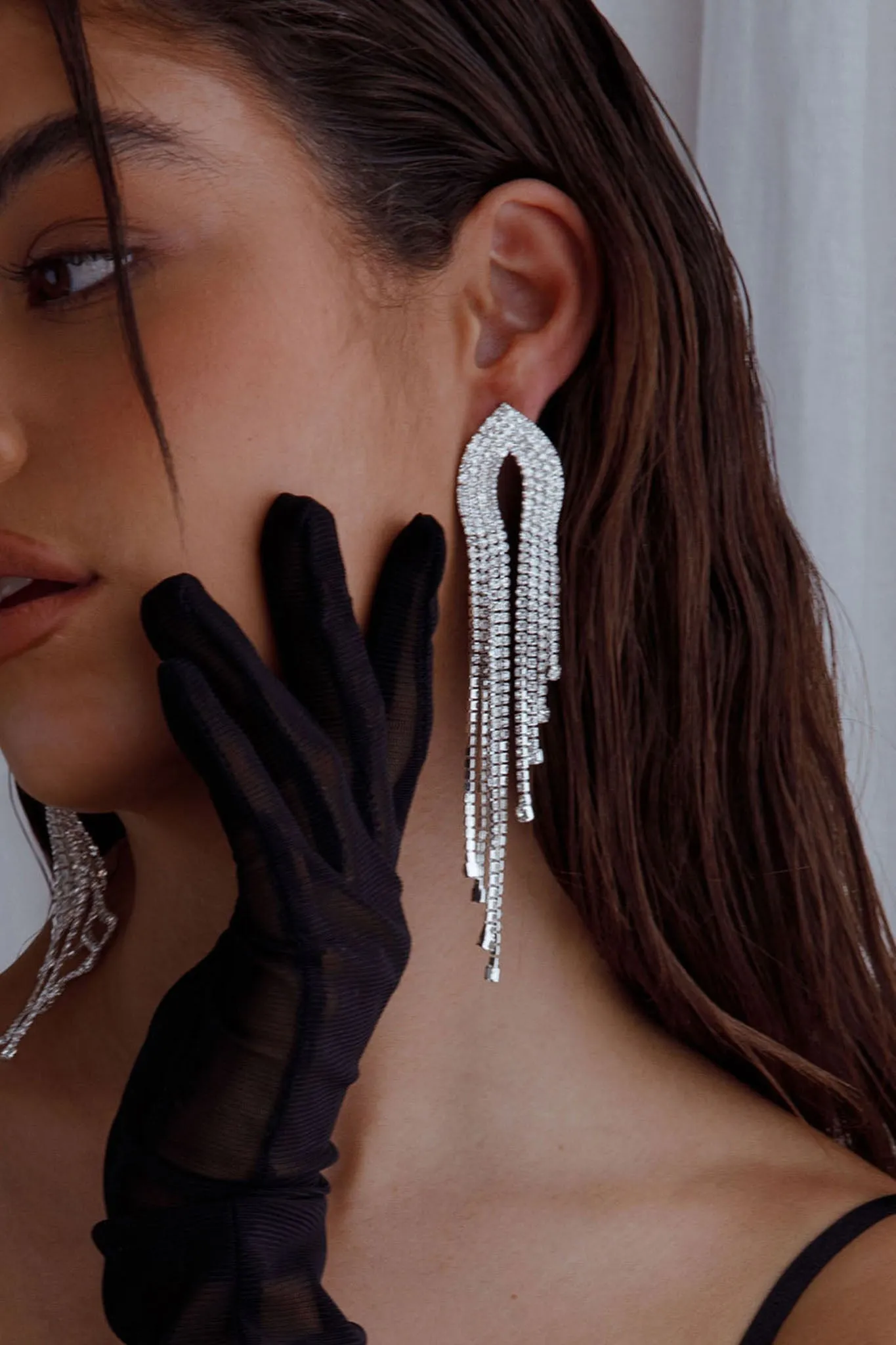 Khloe Diamante Tassel Earrings Silver