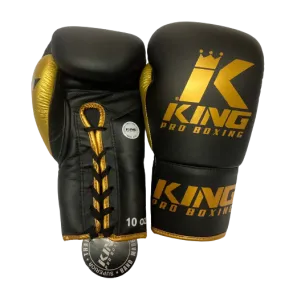 King Pro Boxing Gloves BG Lace Up Black