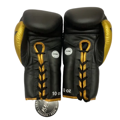 King Pro Boxing Gloves BG Lace Up Black