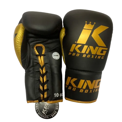 King Pro Boxing Gloves BG Lace Up Black