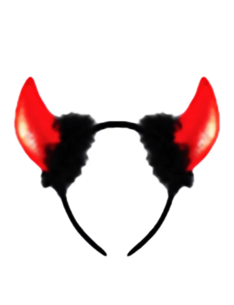 Ladies Halloween Devil Horns With Black Fur