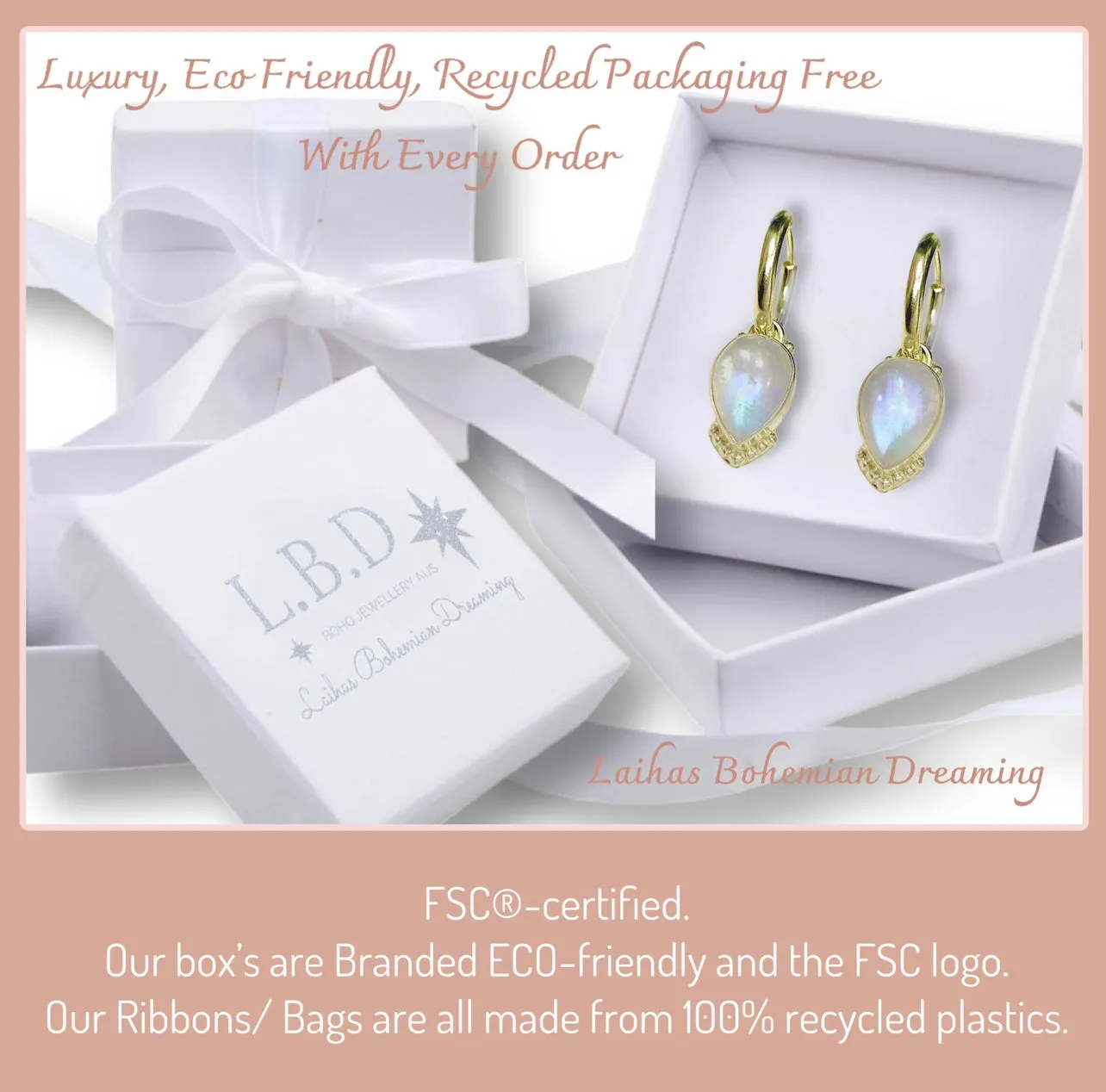 Laihas Over The Rainbow Topaz and Moonstone Rings -Gold- Twin Ring Set