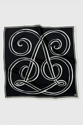Lescarf Scarf Silk Monogram Print Black MLB80