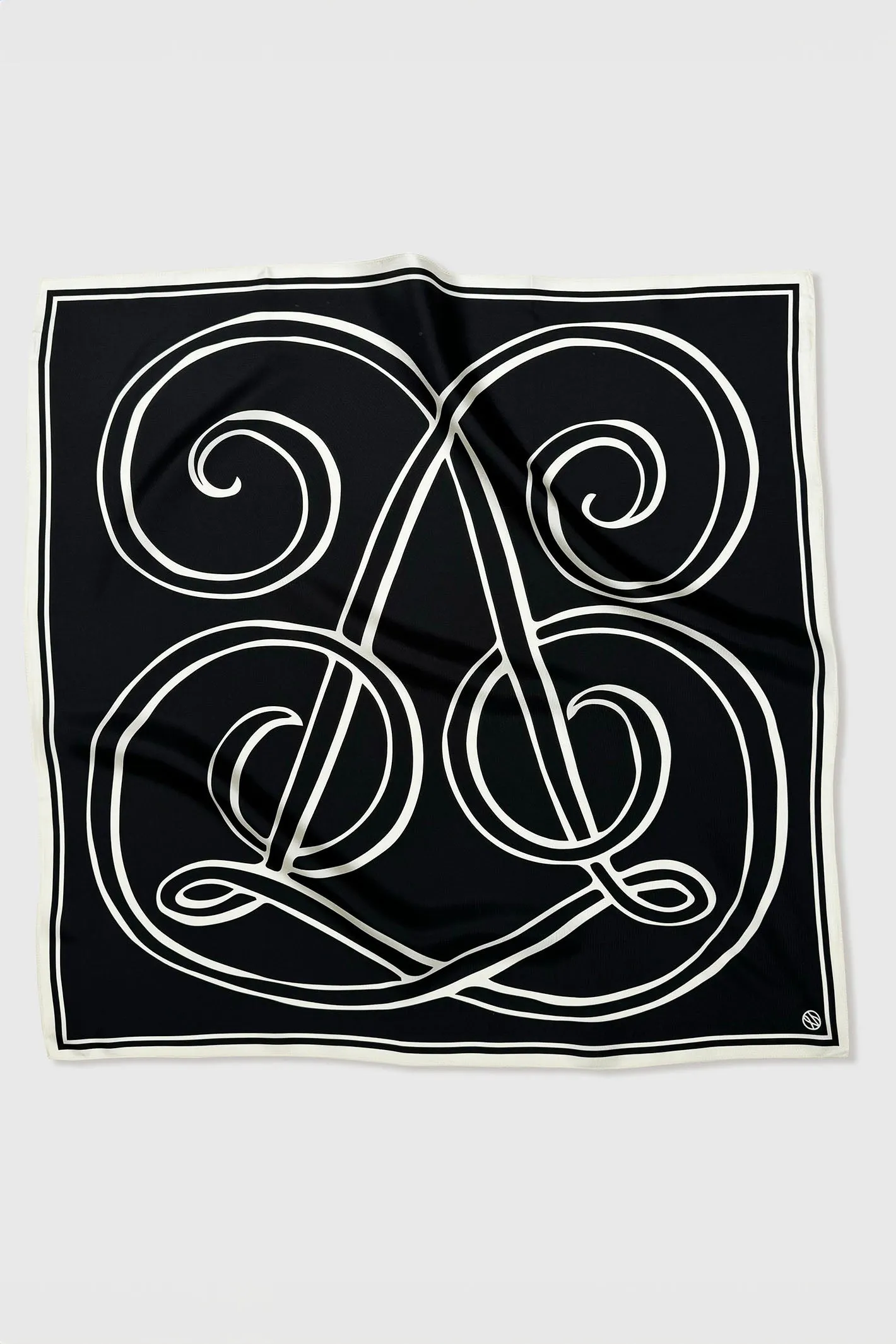 Lescarf Scarf Silk Monogram Print Black MLB80