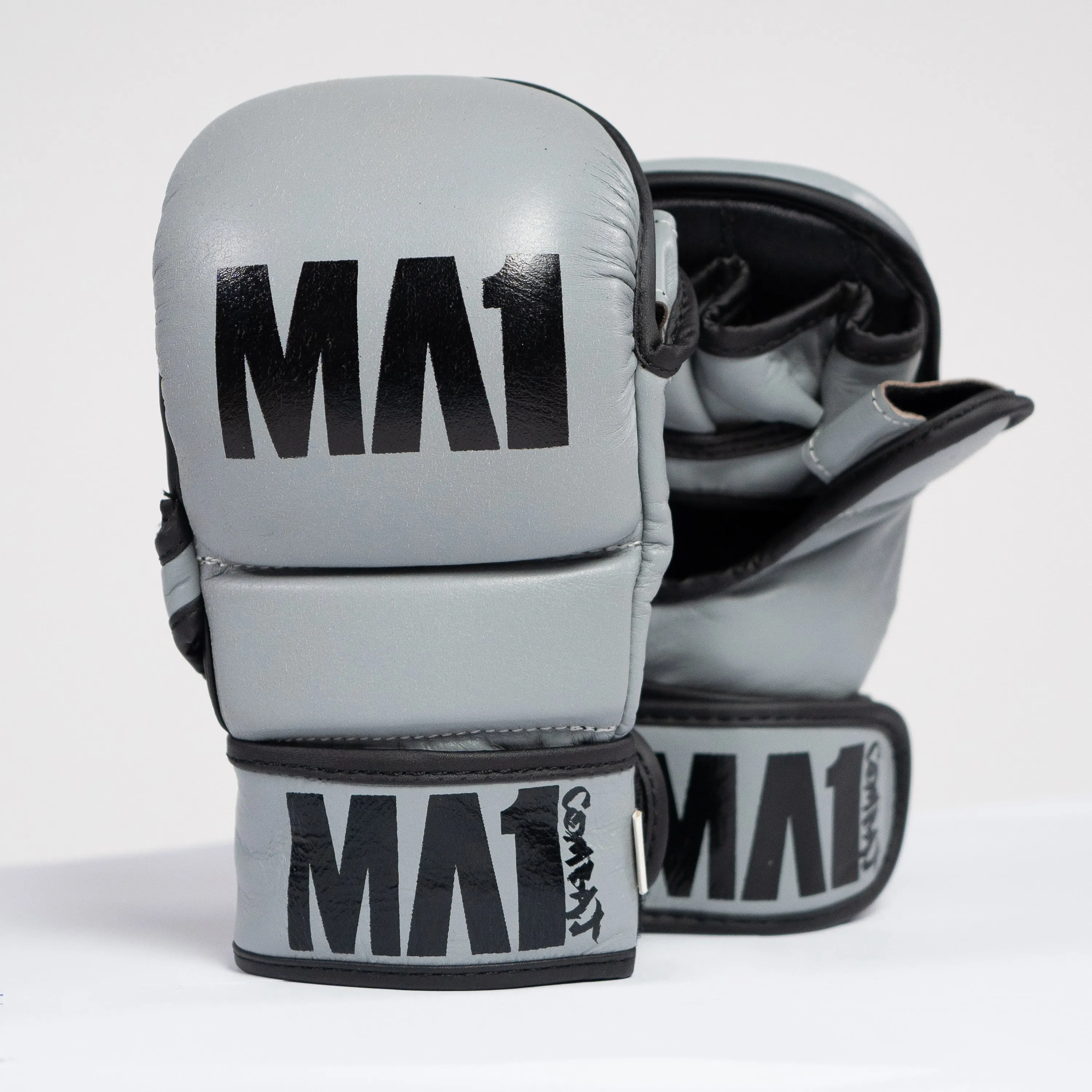 MA1 Grey Elite Leather MMA Sparring Gloves