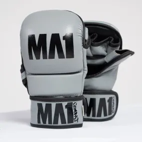 MA1 Grey Elite Leather MMA Sparring Gloves