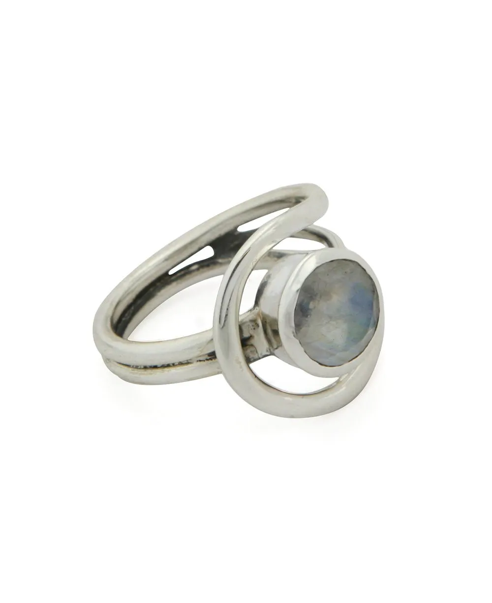 Magical Moonstone Sterling Silver Loop Ring