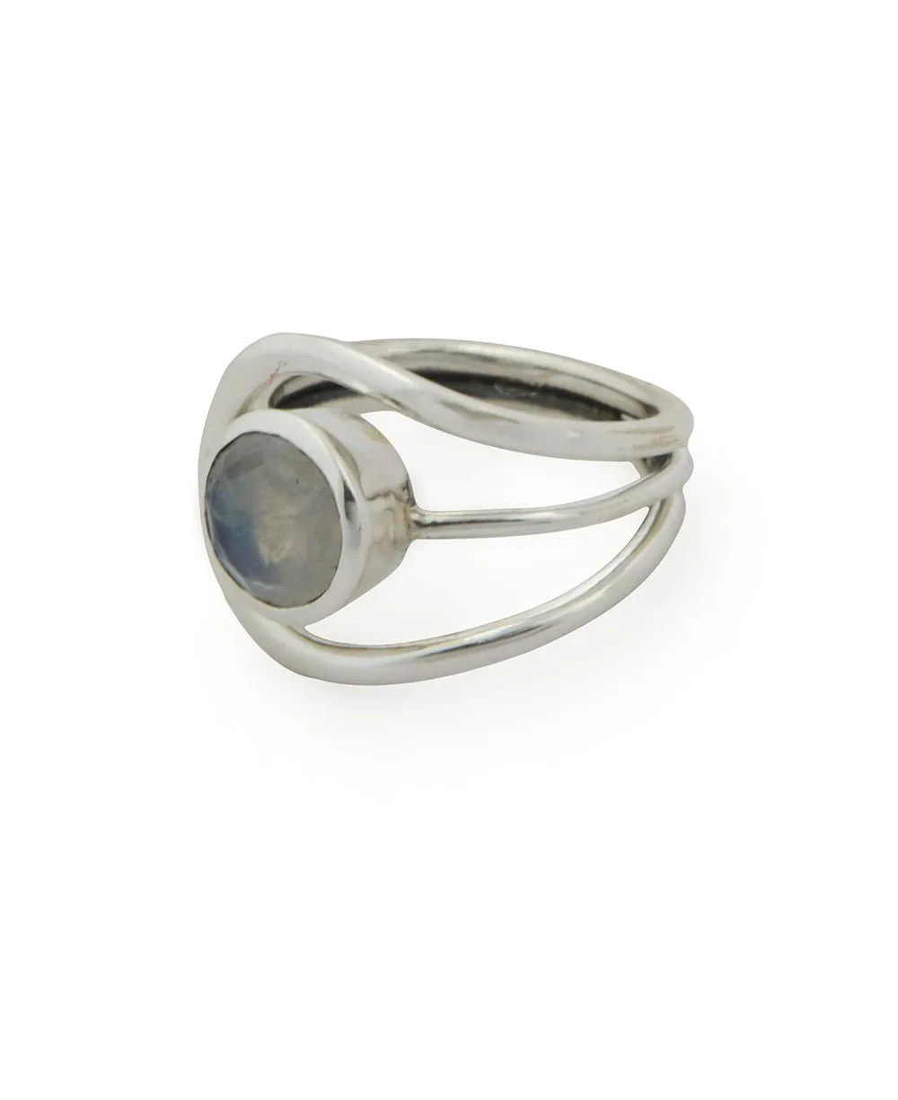 Magical Moonstone Sterling Silver Loop Ring