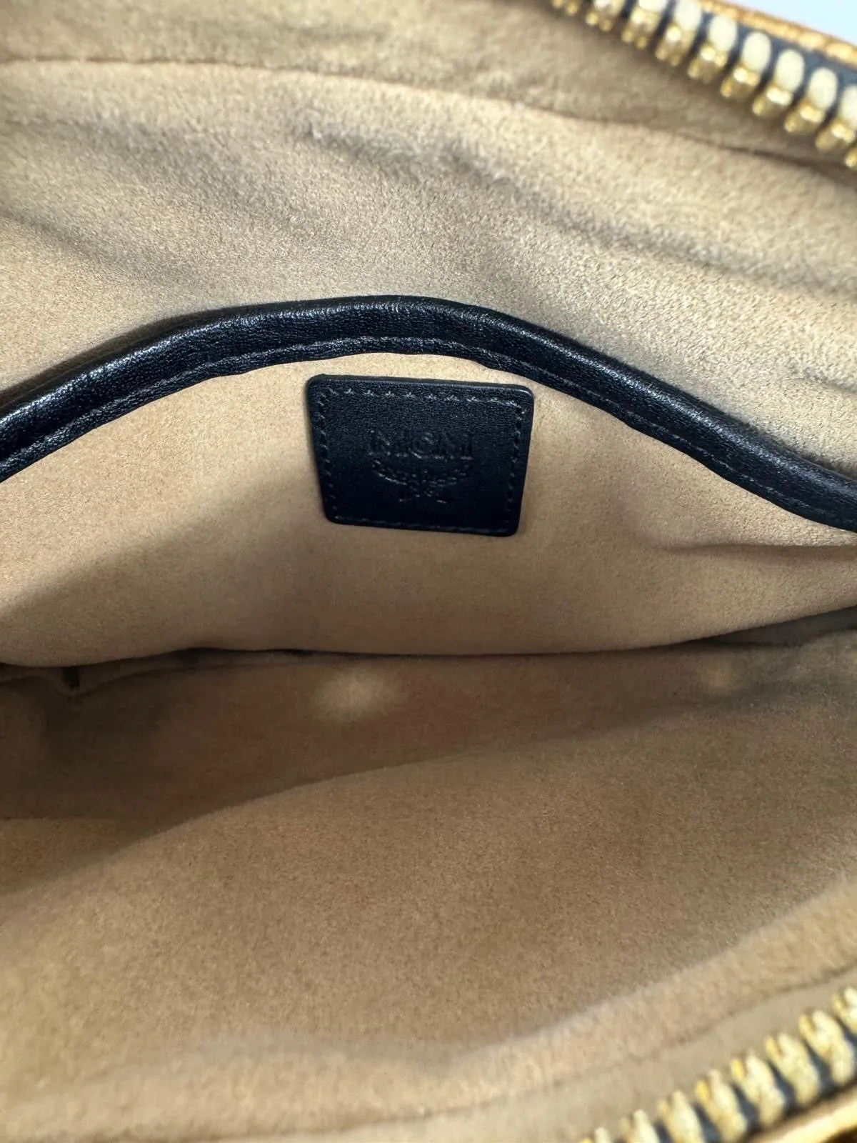 MCM METALLIC GOLD VISETOS CAMERA CROSSBODY BAG