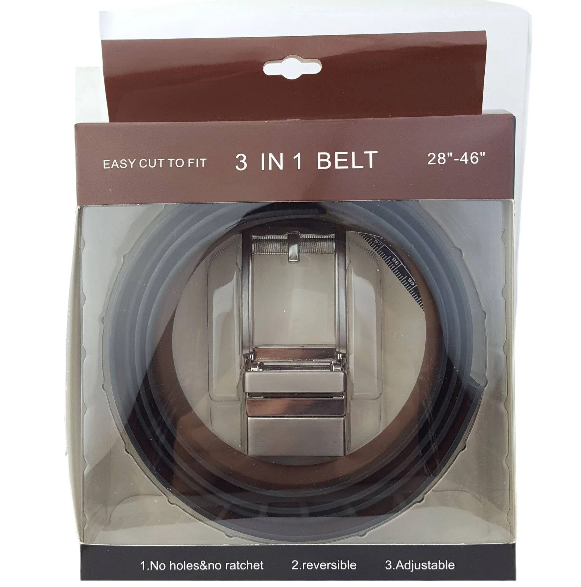 Men's Comfortable, "NO HOLE"  Classic Reversible Belt