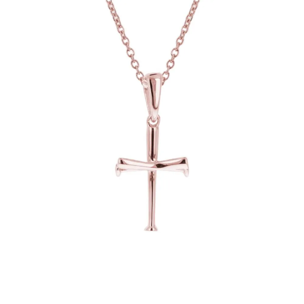 Mini Baseball Bat Cross Necklace | Gold