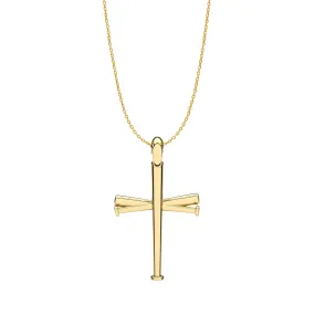 Mini Baseball Bat Cross Necklace | Gold