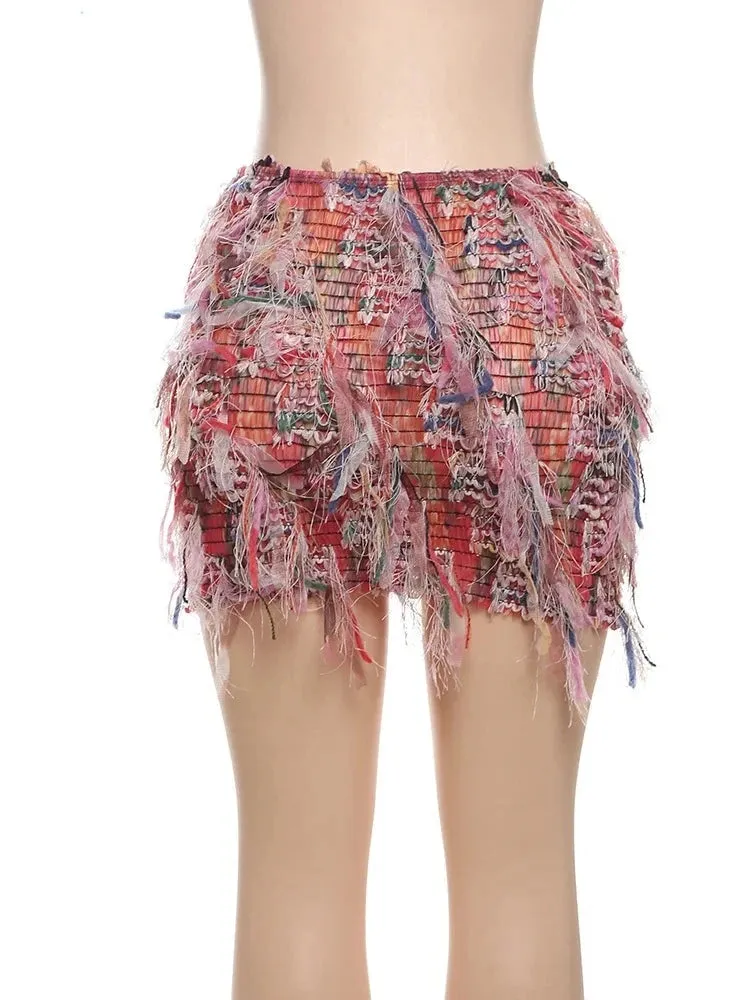 More About Me Colorful Tassel Mini Skirt
