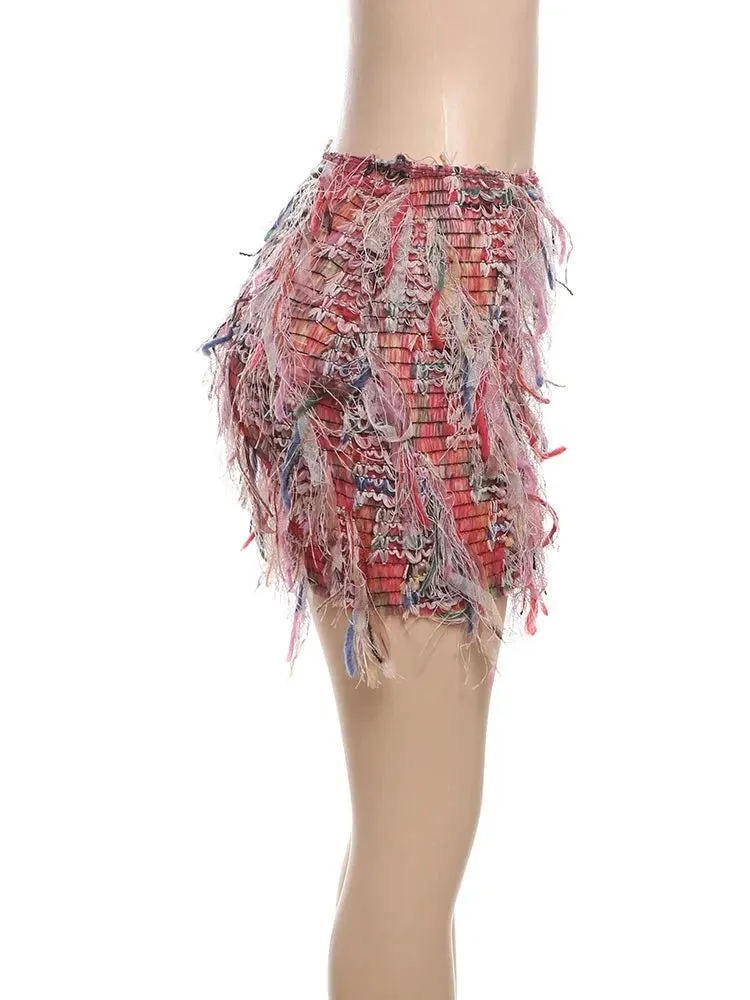 More About Me Colorful Tassel Mini Skirt