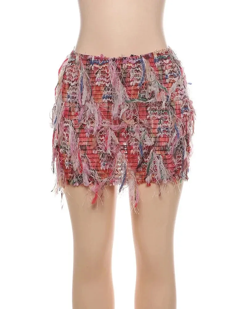 More About Me Colorful Tassel Mini Skirt
