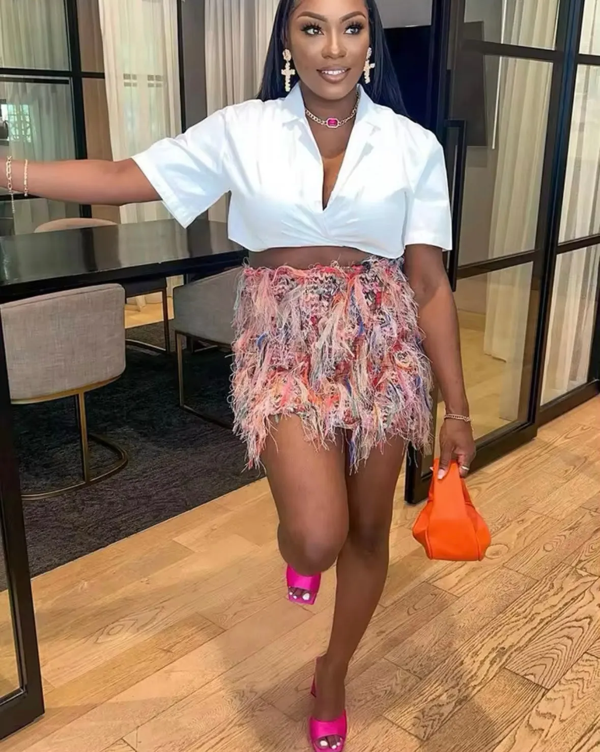 More About Me Colorful Tassel Mini Skirt