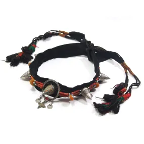 Moroccan Silver/Coral Enamel Horned Headpiece