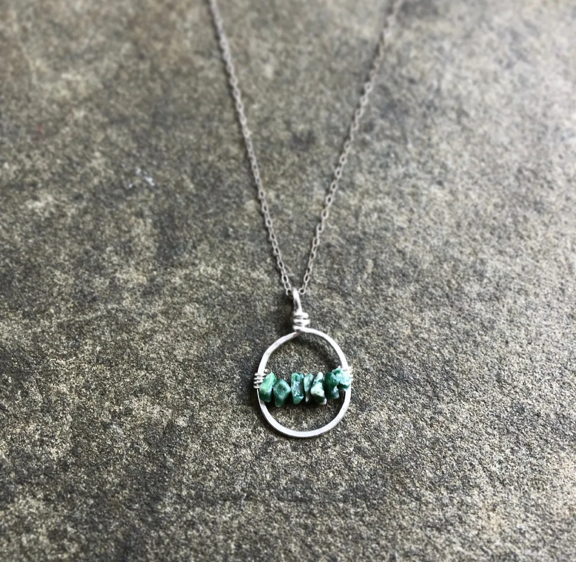 Moss Agate Mini Hoop Necklace