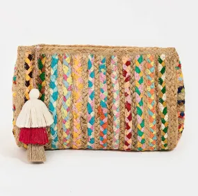 Multi-Colored Braided Jute Clutch
