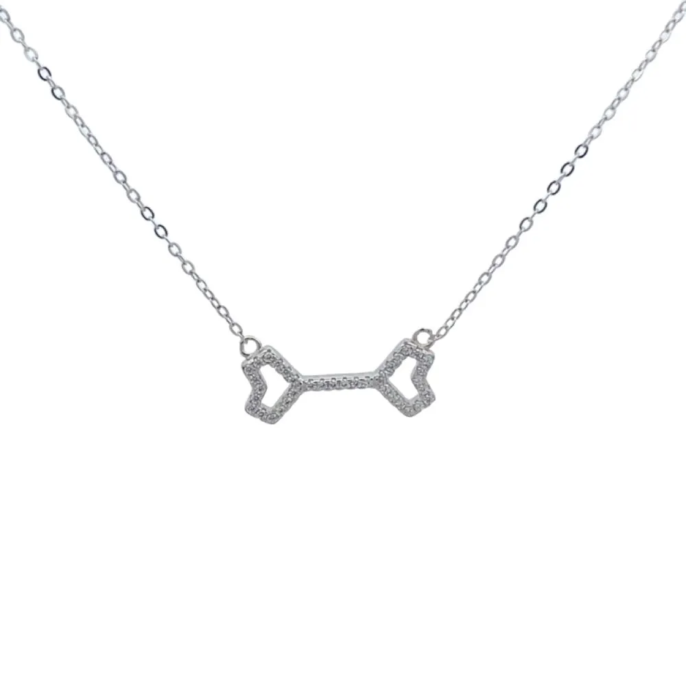N5108 16IN  1.5IN RHODIUM NOVELTY BONE IN CZ SN 2.40G