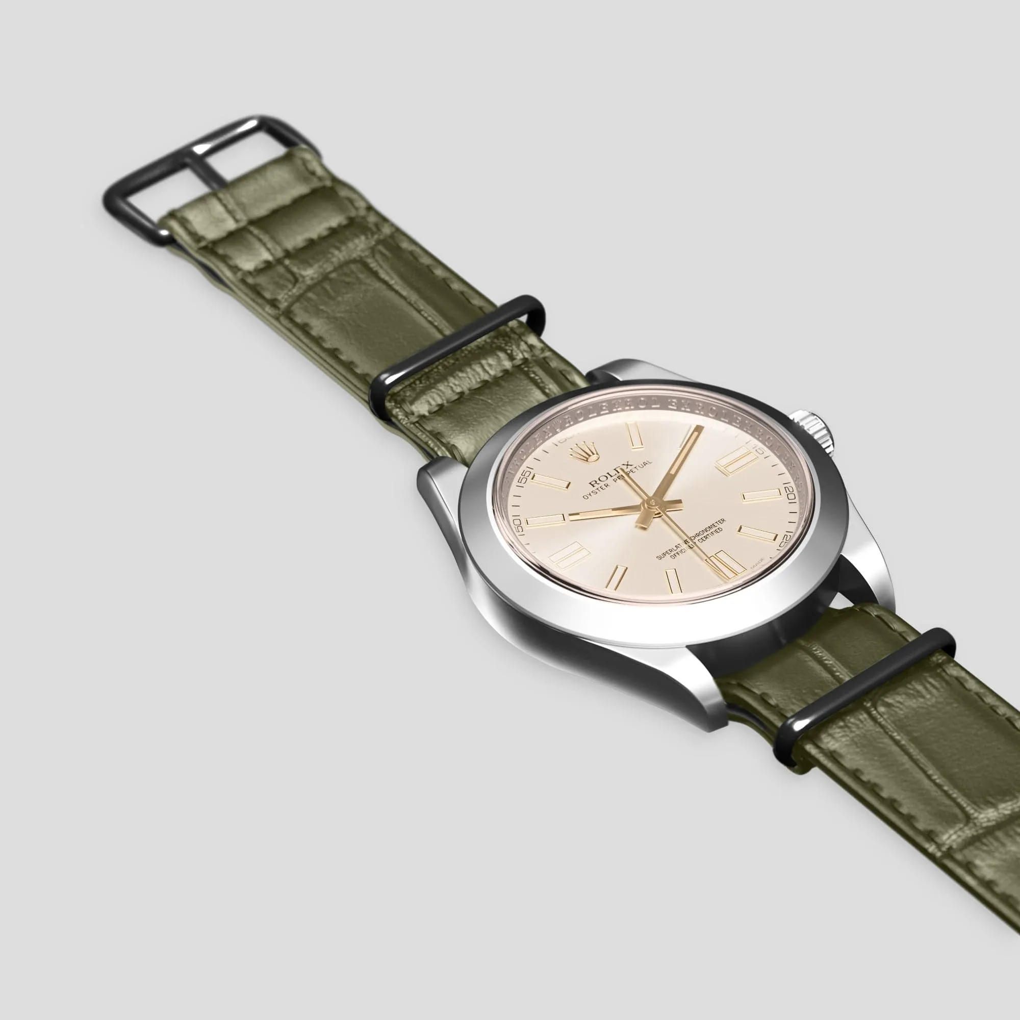 NATO Strap For Rolex Oyster Perpetual 36mm In Alligator
