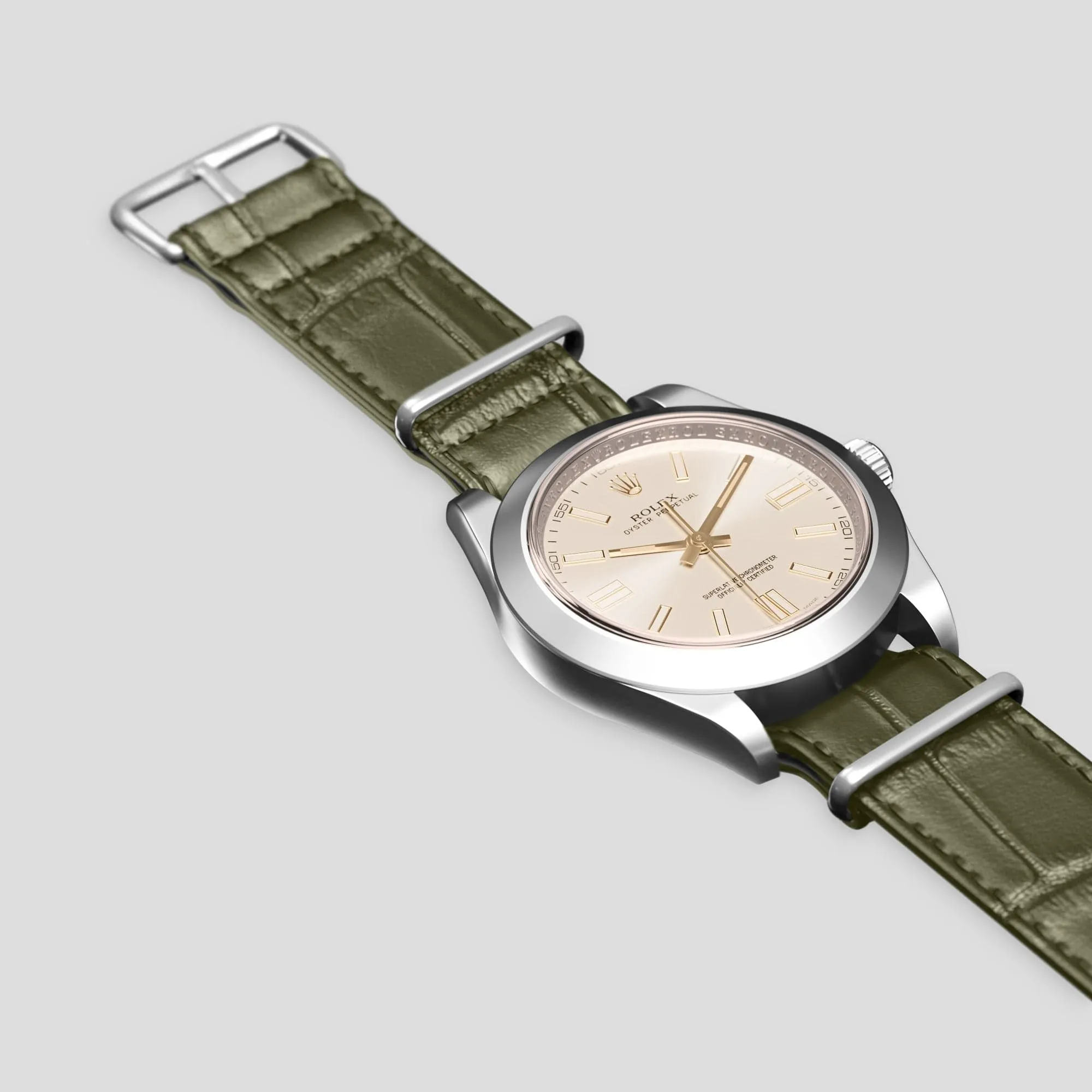 NATO Strap For Rolex Oyster Perpetual 36mm In Alligator