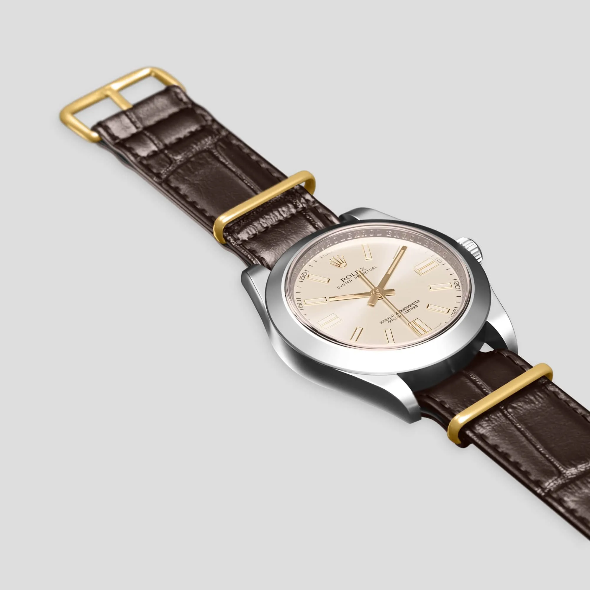 NATO Strap For Rolex Oyster Perpetual 36mm In Alligator