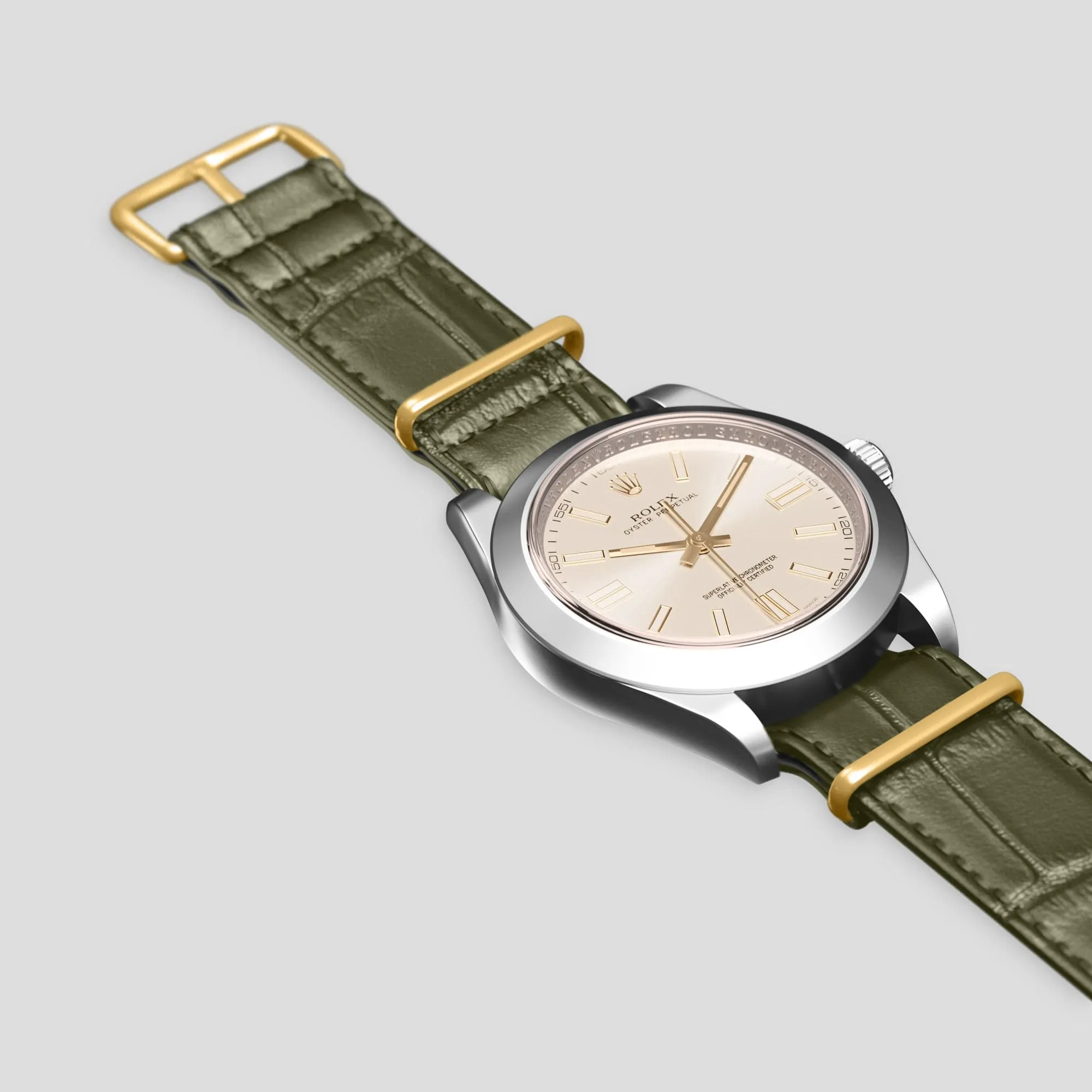 NATO Strap For Rolex Oyster Perpetual 36mm In Alligator