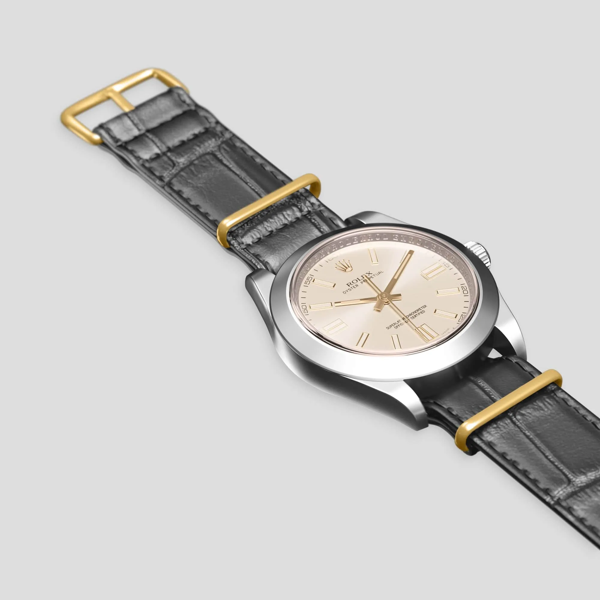 NATO Strap For Rolex Oyster Perpetual 36mm In Alligator